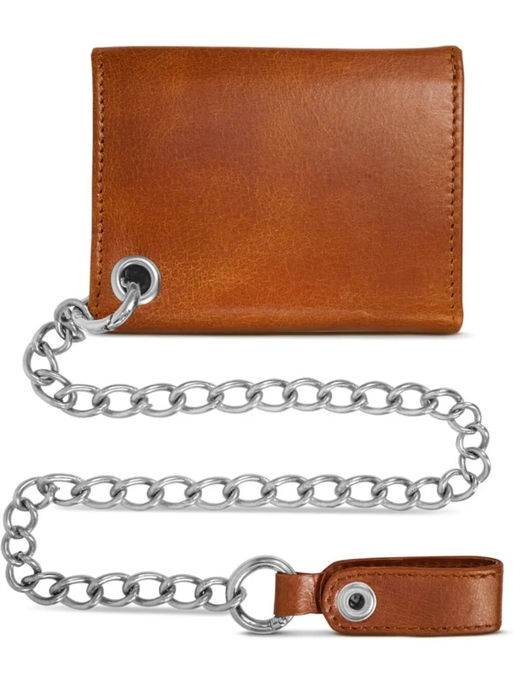 Stylish Leather Biker Wallet for Men - Full Grain, Chain, Zipper Pocket, ID